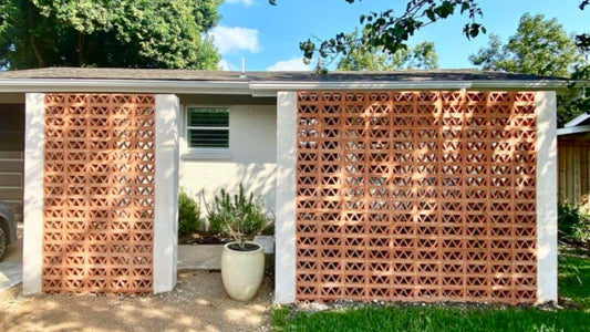 Clay Imports Terracotta Breeze block wall in front of a house