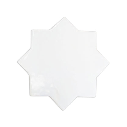 Glazed Antique Star & Cross White Gloss 5.5"