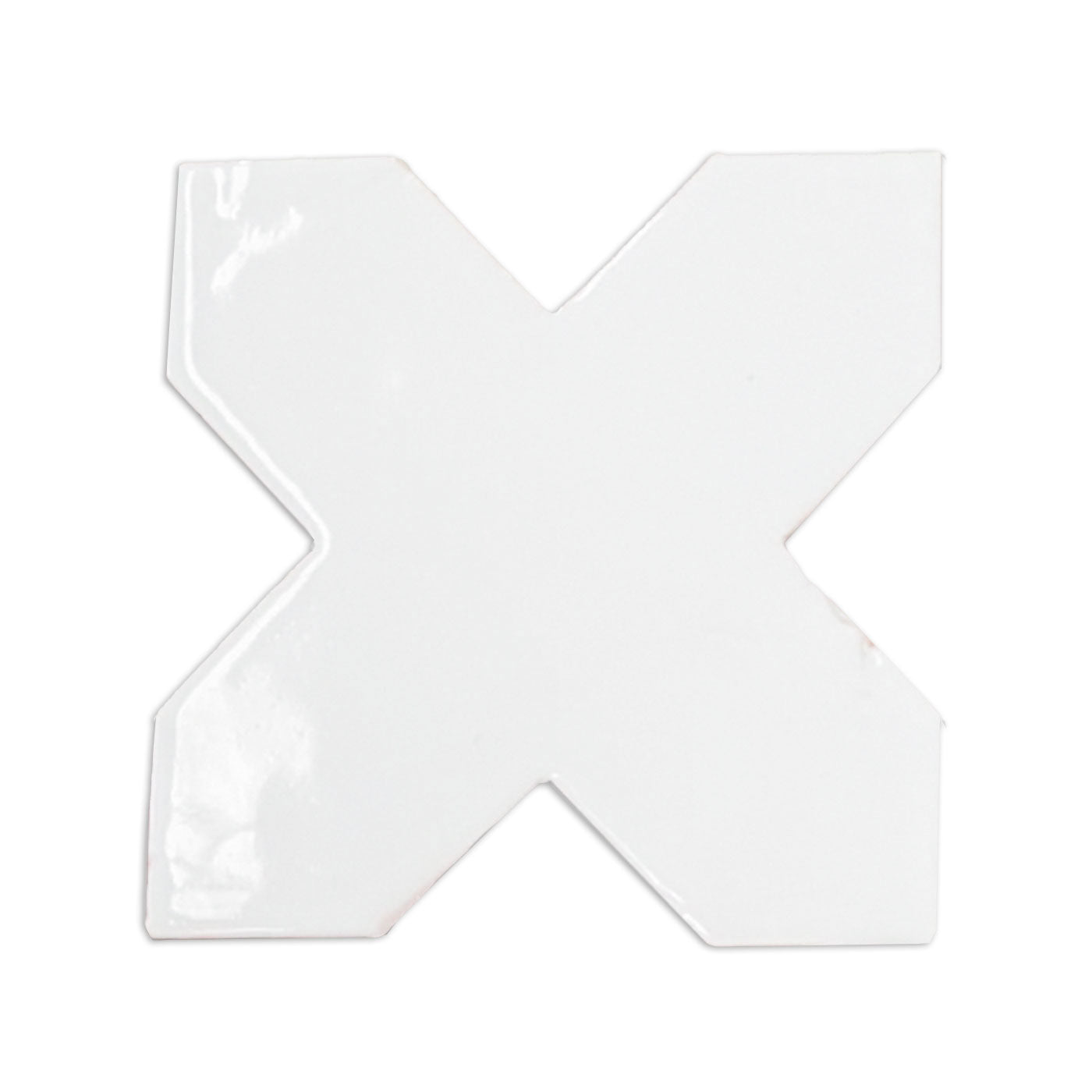 Glazed Antique Star & Cross White Gloss 5.5"