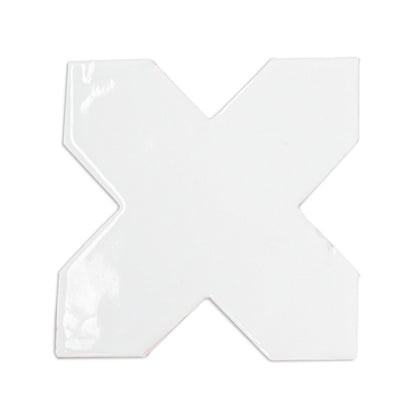 Glazed Antique Star & Cross White Gloss 5.5"