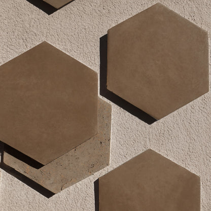 Pressed Terracotta Brown Hexagon 12"