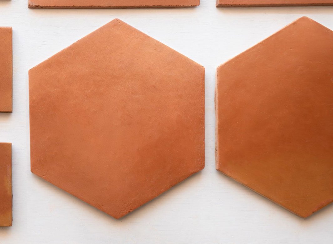 Pressed Terracotta Red Hexagon 12"