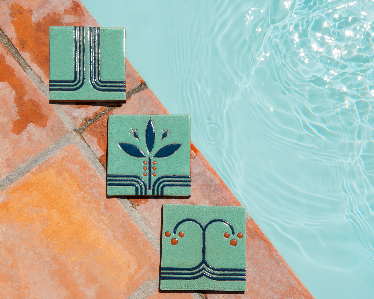 Relief Conectada Jade Pool Waterline 6"x6" Relief Bayas Jade Pool Waterline 6"x6" Relief Naranjas Jade Pool Waterline 6"x6"